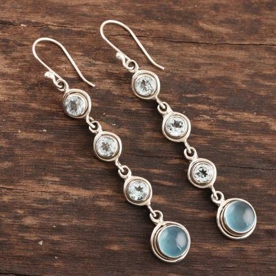 Alternate image for Blue Topaz and Chalcedony Earrings from India Blue Showers