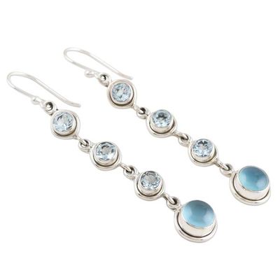 Alternate image for Blue Topaz and Chalcedony Earrings from India Blue Showers