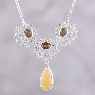 Primary image for Aventurine Tigers Eye and Citrine Pendant Necklace Harmonious Trio