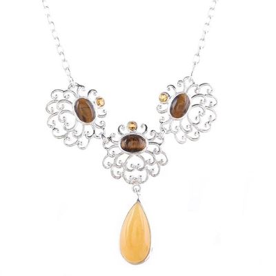 Alternate image for Aventurine Tigers Eye and Citrine Pendant Necklace Harmonious Trio