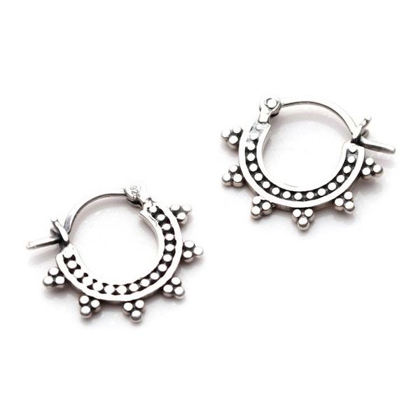 Alternate image for Bead Dot-Themed Sterling Silver Hoop Earrings with Spikes Stunning Spikes