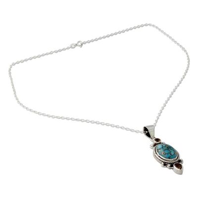 Alternate image for Silver Pendant Necklace with Citrine and Composite Turquoise Resplendent in Blue