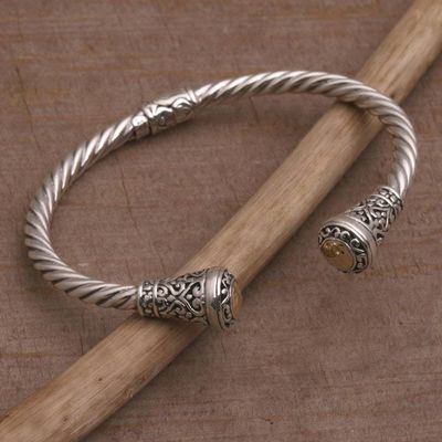 Alternate image for 18k Gold Accented Sterling Silver Cuff Bracelet from Bali Gleaming Sunflowers