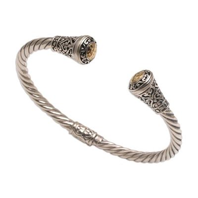 Alternate image for 18k Gold Accented Sterling Silver Cuff Bracelet from Bali Gleaming Sunflowers