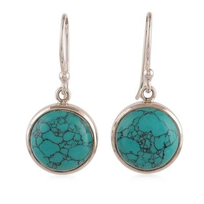 Alternate image for Sterling Silver Dangle Earrings with Recon Turquoise Stones Everyday Serene