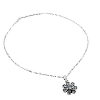 Alternate image for Blue Topaz and Sterling Silver Pendant Necklace from India Morning Glitter