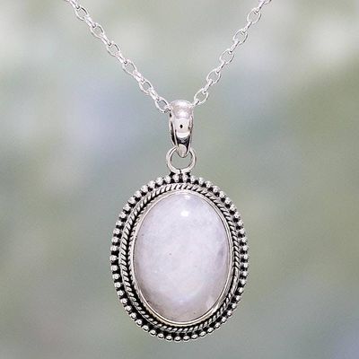 Primary image for Rainbow Moonstone and Sterling Silver Necklace from India Misty Ropes