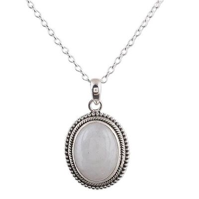 Alternate image for Rainbow Moonstone and Sterling Silver Necklace from India Misty Ropes