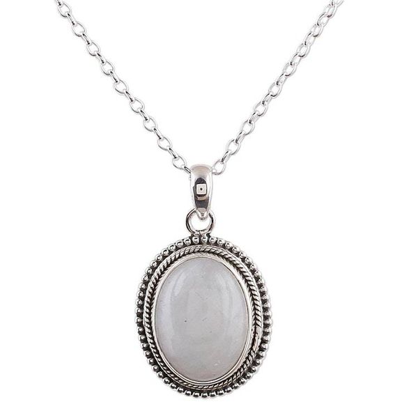 Alternate image for Rainbow Moonstone and Sterling Silver Necklace from India Misty Ropes