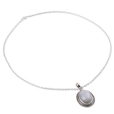 Alternate image for Rainbow Moonstone and Sterling Silver Necklace from India Misty Ropes