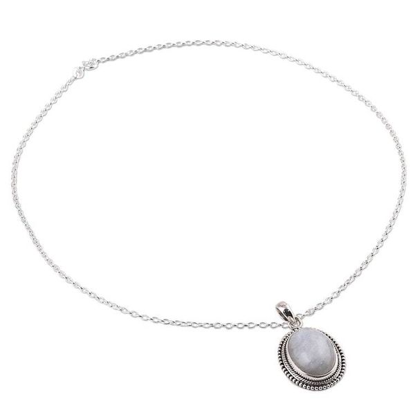 Alternate image for Rainbow Moonstone and Sterling Silver Necklace from India Misty Ropes