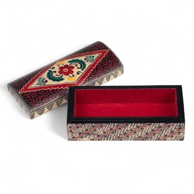 Alternate image for Artisan-Made Folk Art-Themed Red Batik Wood Jewelry Box Flaming Garden