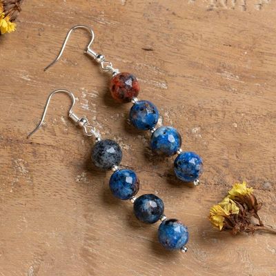 Primary image for Beaded Dangle Earrings with 8 Round Lapis Lazuli Gemstones Oceanic Flair