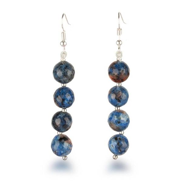 Alternate image for Beaded Dangle Earrings with 8 Round Lapis Lazuli Gemstones Oceanic Flair