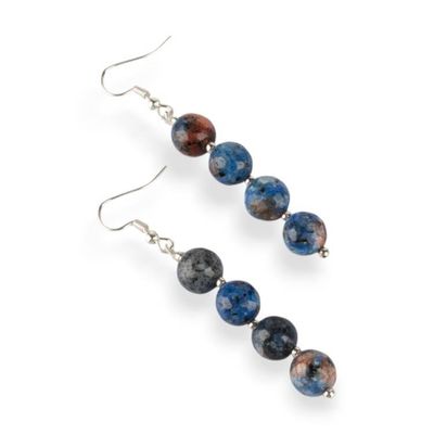 Alternate image for Beaded Dangle Earrings with 8 Round Lapis Lazuli Gemstones Oceanic Flair
