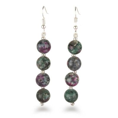 Alternate image for Beaded Dangle Earrings with 8 Jasper Beads from India Stylish Flair