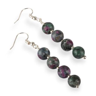 Alternate image for Beaded Dangle Earrings with 8 Jasper Beads from India Stylish Flair