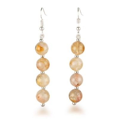 Alternate image for 8 Round Citrine Stones and Stainless Steel Dangle Earrings Sunny Flair