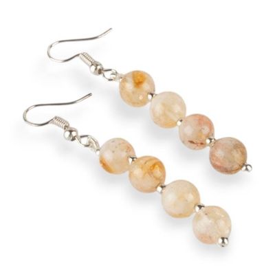 Alternate image for 8 Round Citrine Stones and Stainless Steel Dangle Earrings Sunny Flair
