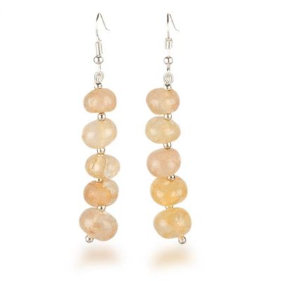 Alternate image for Beaded Dangle Earrings with 10 Round Citrine Gemstones Sunny Orbs