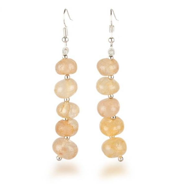 Alternate image for Beaded Dangle Earrings with 10 Round Citrine Gemstones Sunny Orbs