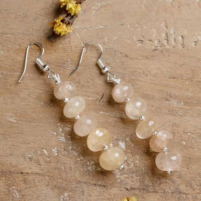 Alternate image for Beaded Dangle Earrings with 10 Round Citrine Gemstones Sunny Orbs