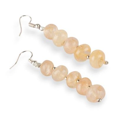 Alternate image for Beaded Dangle Earrings with 10 Round Citrine Gemstones Sunny Orbs