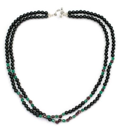 Alternate image for Garnet and onyx beaded necklace Colors of India