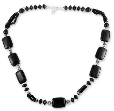 Alternate image for Long Onyx Beaded Necklace Night Fascination