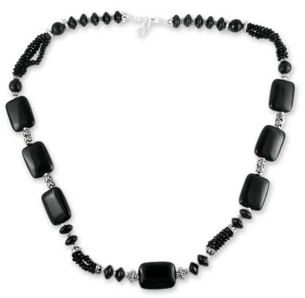 Alternate image for Long Onyx Beaded Necklace Night Fascination