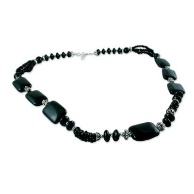 Alternate image for Long Onyx Beaded Necklace Night Fascination