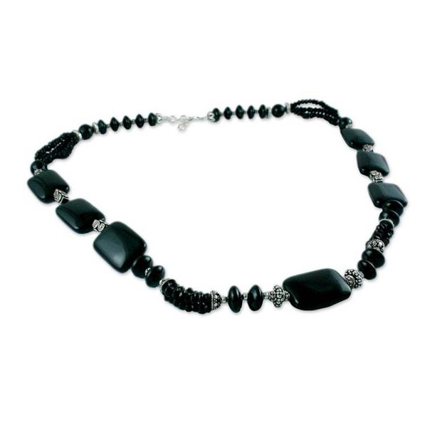 Alternate image for Long Onyx Beaded Necklace Night Fascination