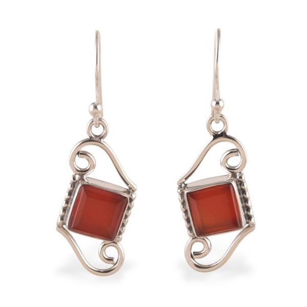 Alternate image for Wavy Sterling Silver and 5-Carat Carnelian Dangle Earrings Waves  Fire