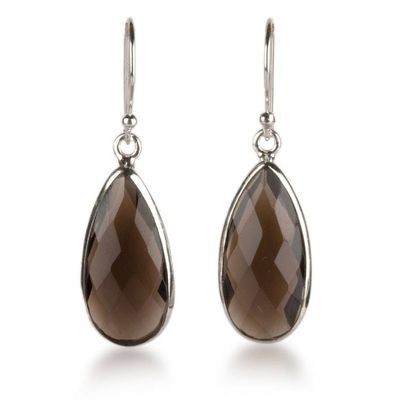 Alternate image for High-Polished 12-Carat Faceted Smoky Quartz Dangle Earrings Glam at Dusk