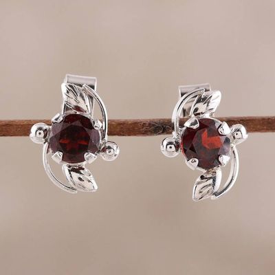 Primary image for Rhodium Plated Garnet Stud Earrings from India Scarlet Glisten