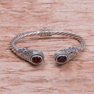 Alternate image for Handmade Balinese Garnet Cuff Bracelet Gelgel Empress