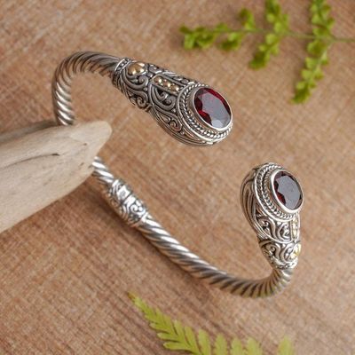 Alternate image for Handmade Balinese Garnet Cuff Bracelet Gelgel Empress