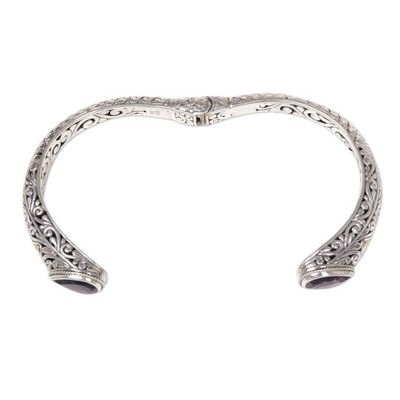 Alternate image for Amethyst Sterling Silver Gold Accent Cuff Bracelet Indonesia Fern Canopy