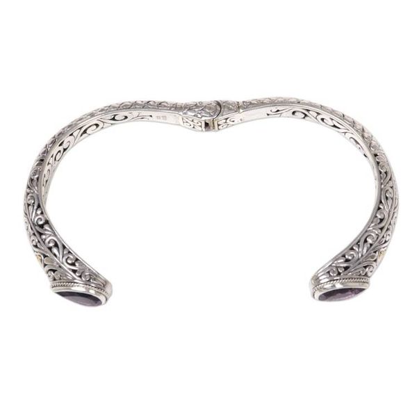 Alternate image for Amethyst Sterling Silver Gold Accent Cuff Bracelet Indonesia Fern Canopy