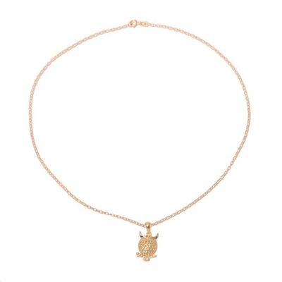 Alternate image for Gold Plated Sterling Silver Owl Pendant Necklace from India Hooting Owl