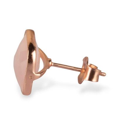 Alternate image for Cushion-Shaped Rose Quartz Rose Gold-Plated Stud Earrings Passionate Glow
