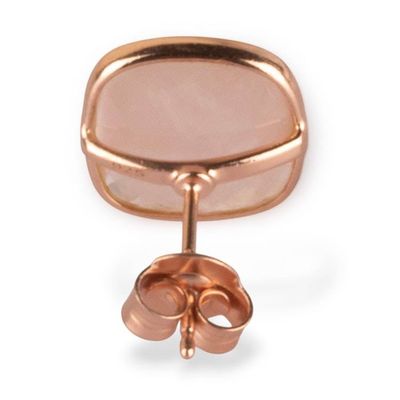 Alternate image for Cushion-Shaped Rose Quartz Rose Gold-Plated Stud Earrings Passionate Glow