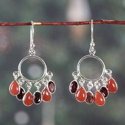 Primary image for Natural 3-Carat Carnelian and Garnet Chandelier Earrings Under The Fire