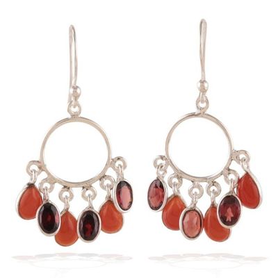 Alternate image for Natural 3-Carat Carnelian and Garnet Chandelier Earrings Under The Fire