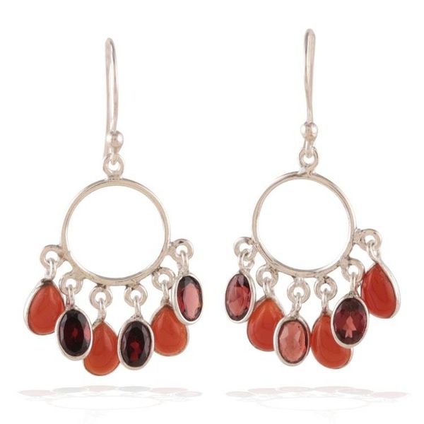 Alternate image for Natural 3-Carat Carnelian and Garnet Chandelier Earrings Under The Fire