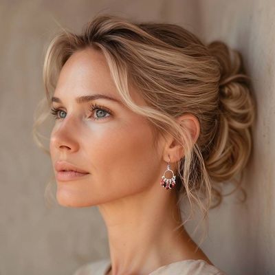 Alternate image for Natural 3-Carat Carnelian and Garnet Chandelier Earrings Under The Fire