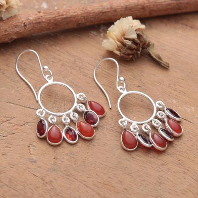 Alternate image for Natural 3-Carat Carnelian and Garnet Chandelier Earrings Under The Fire