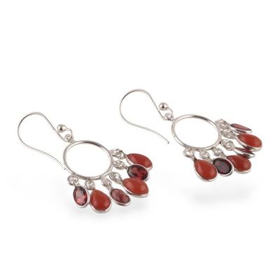 Alternate image for Natural 3-Carat Carnelian and Garnet Chandelier Earrings Under The Fire