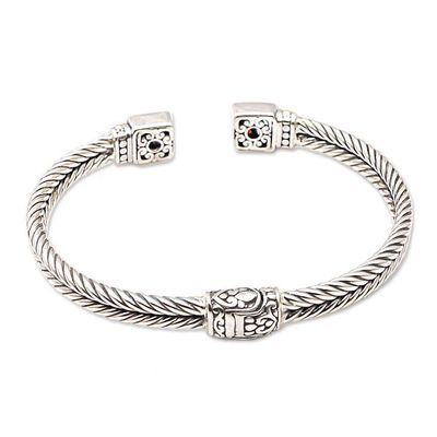 Alternate image for Artisan Crafted Sterling Silver Cuff Bracelet with Gemstones Sukawati Bright