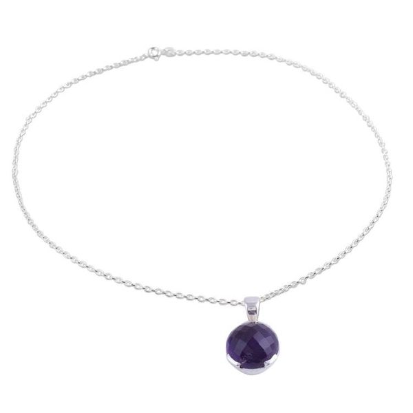 Alternate image for Amethyst and Sterling Silver Pendant Necklace from India Dazzling Purple
